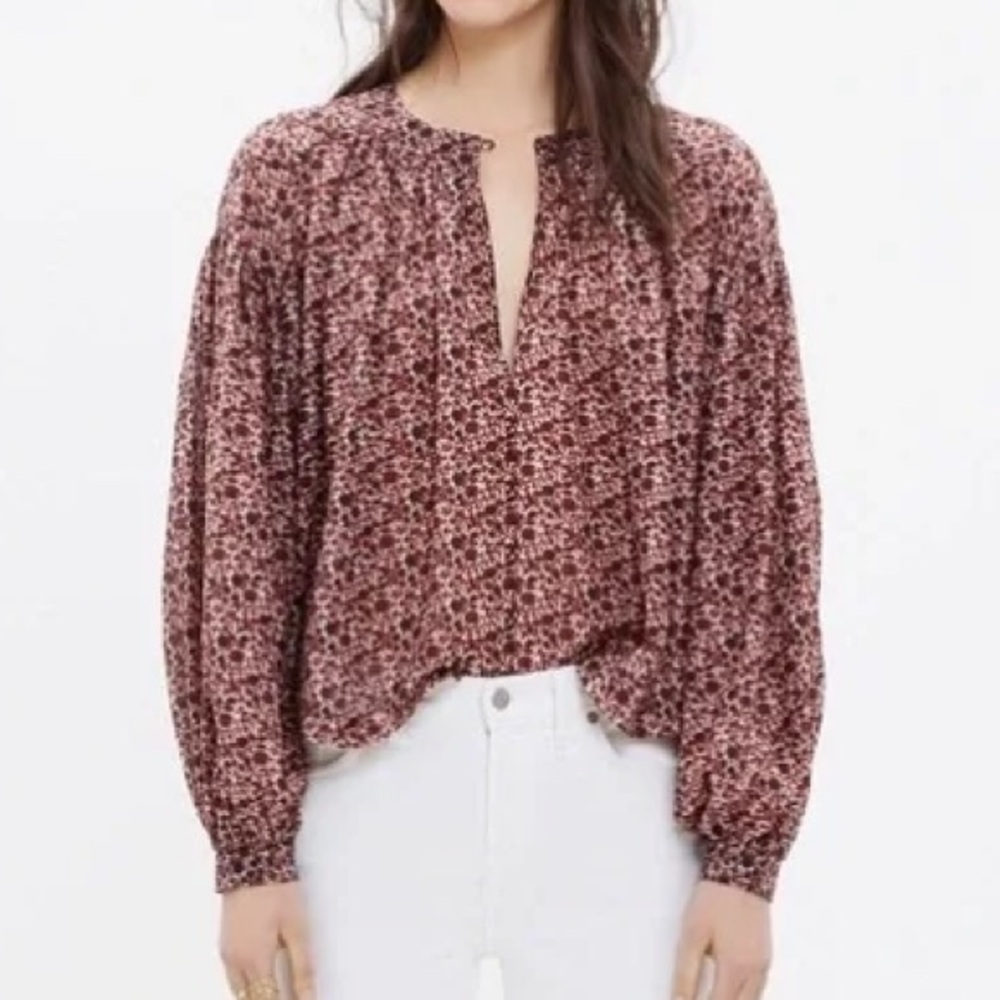 Madewell Burgundy Floral Blouse